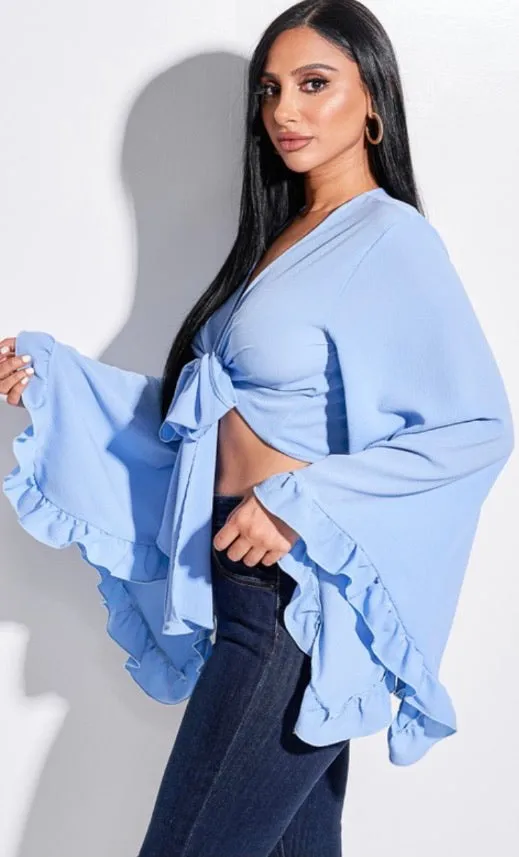 Ruffle My Feathers Tie Crop Top