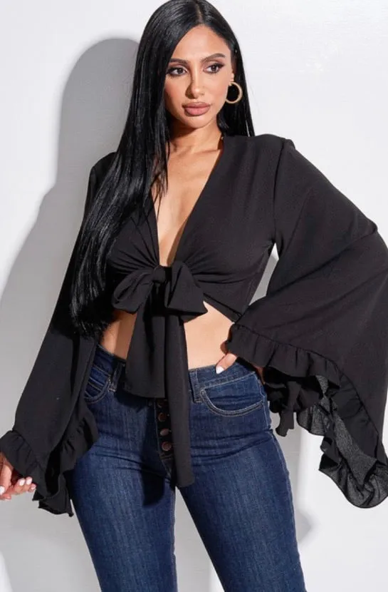 Ruffle My Feathers Tie Crop Top