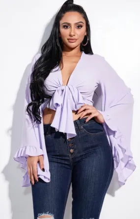 Ruffle My Feathers Tie Crop Top