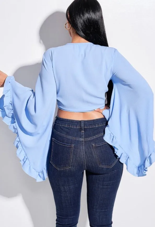 Ruffle My Feathers Tie Crop Top
