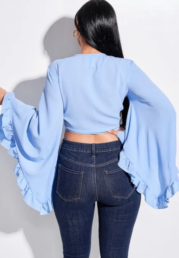 Ruffle My Feathers Tie Crop Top