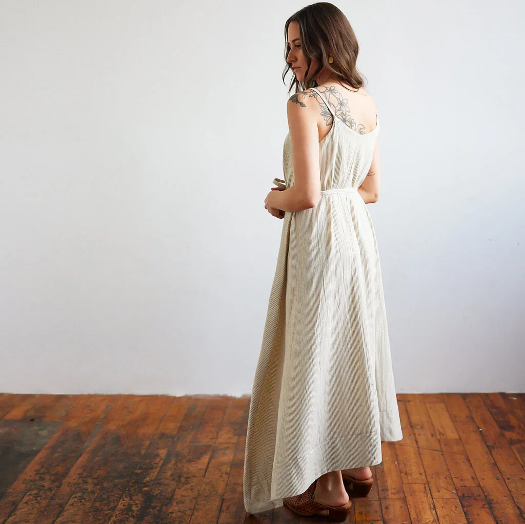 SALE - Belted Tank Dress - Pinstripe