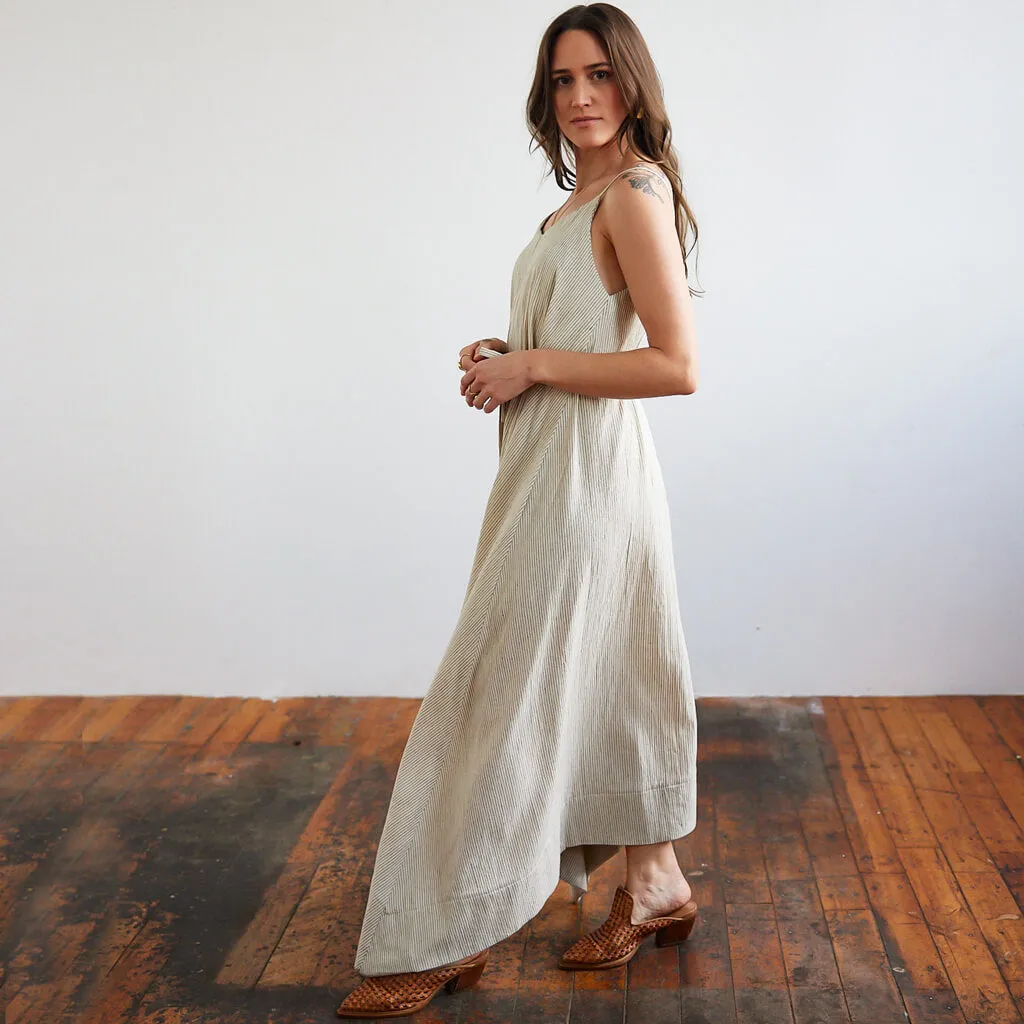 SALE - Belted Tank Dress - Pinstripe