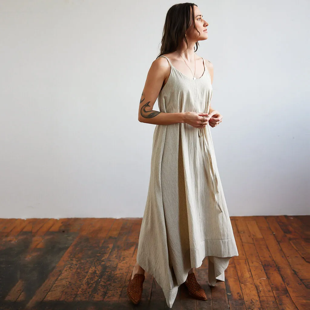 SALE - Belted Tank Dress - Pinstripe