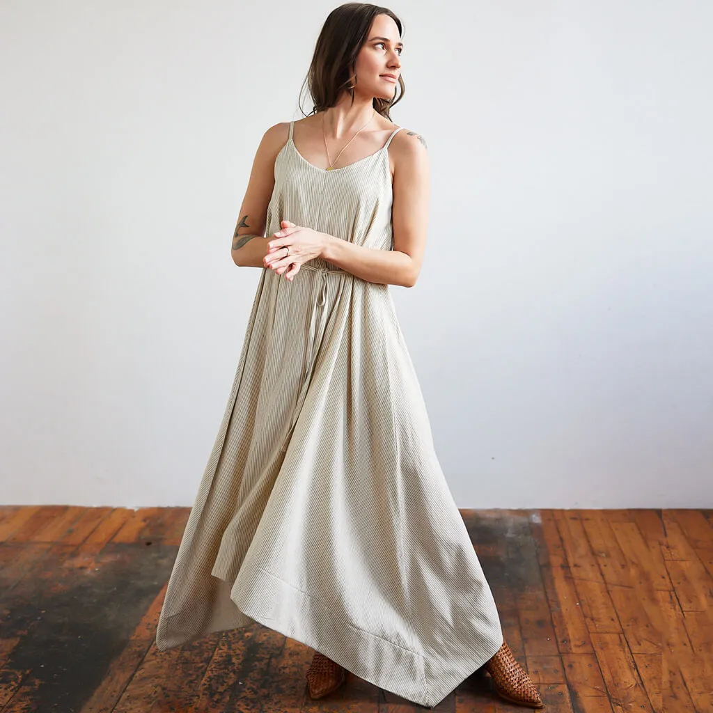 SALE - Belted Tank Dress - Pinstripe