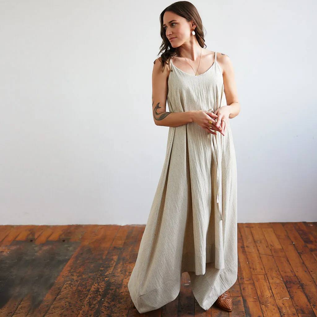 SALE - Belted Tank Dress - Pinstripe
