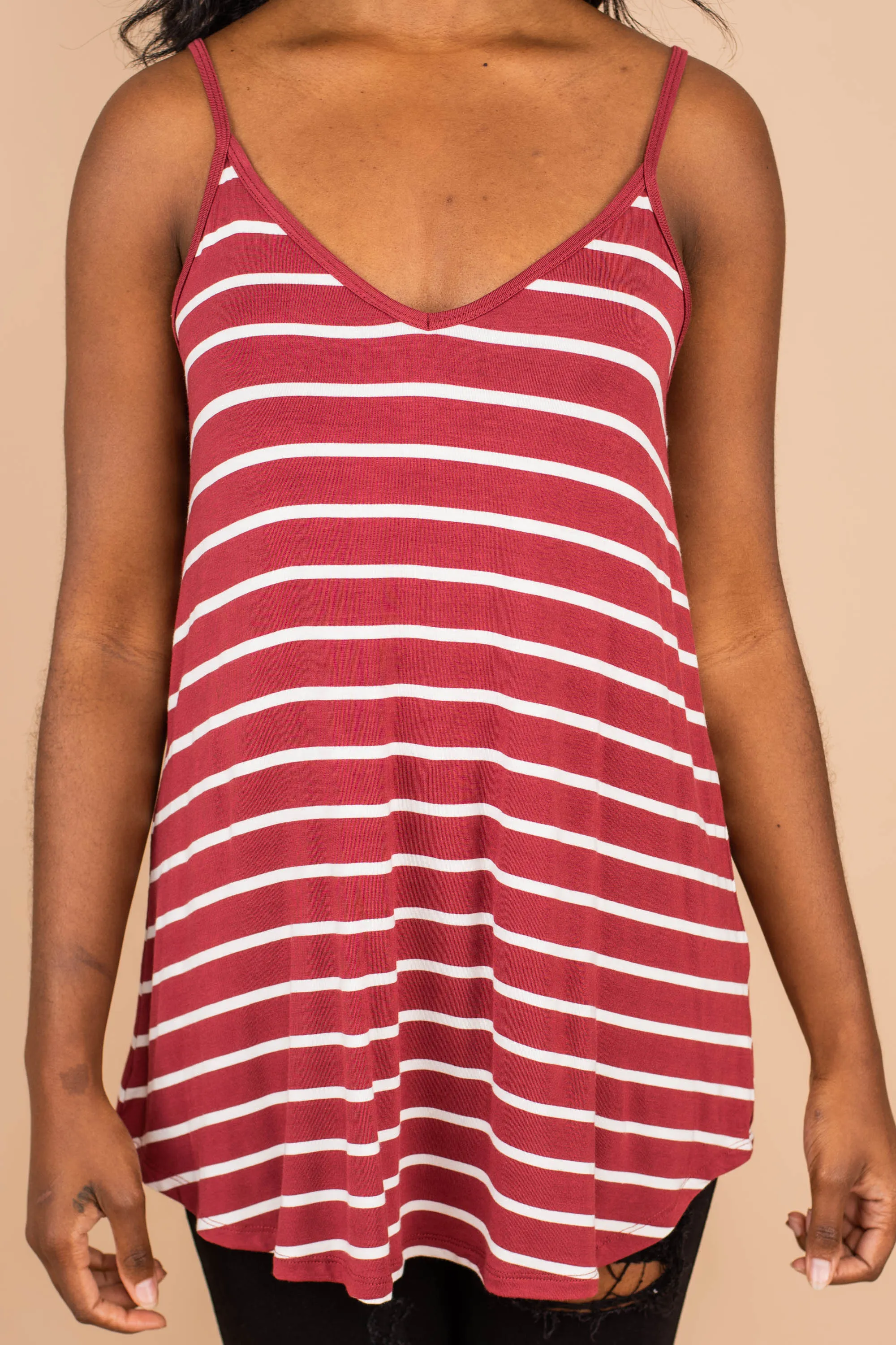 Somewhere Out There Brick Red Striped Tank