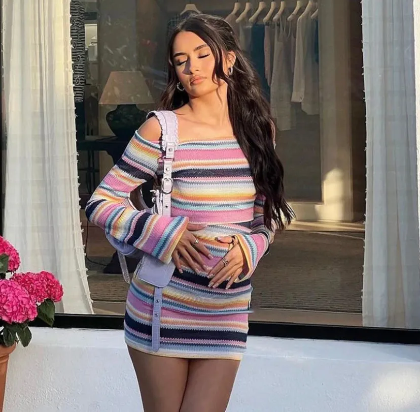 Striped Knitted Mini Dress