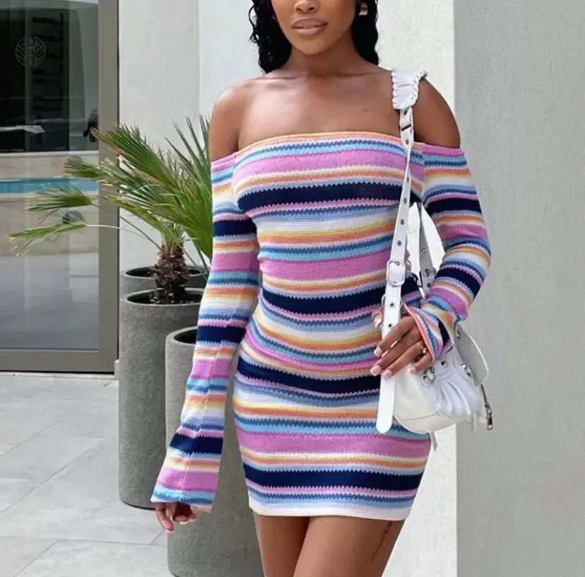Striped Knitted Mini Dress
