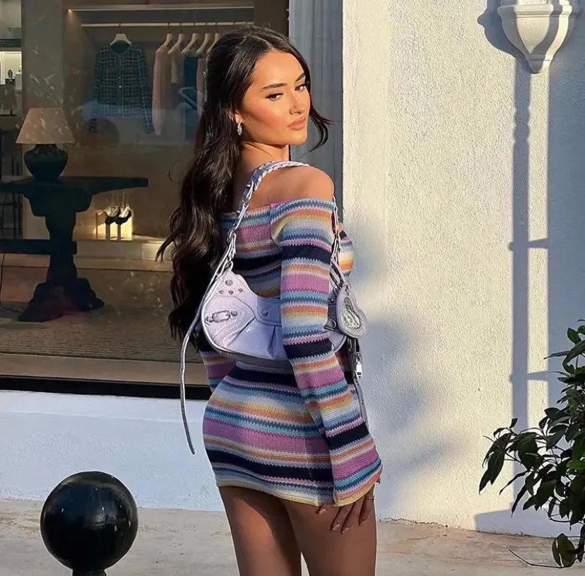Striped Knitted Mini Dress
