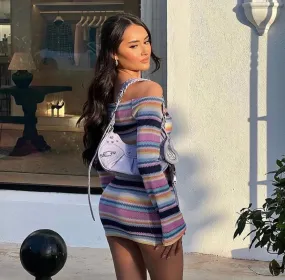 Striped Knitted Mini Dress