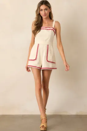 Sunshine & Sips Oatmeal Embroidered Romper