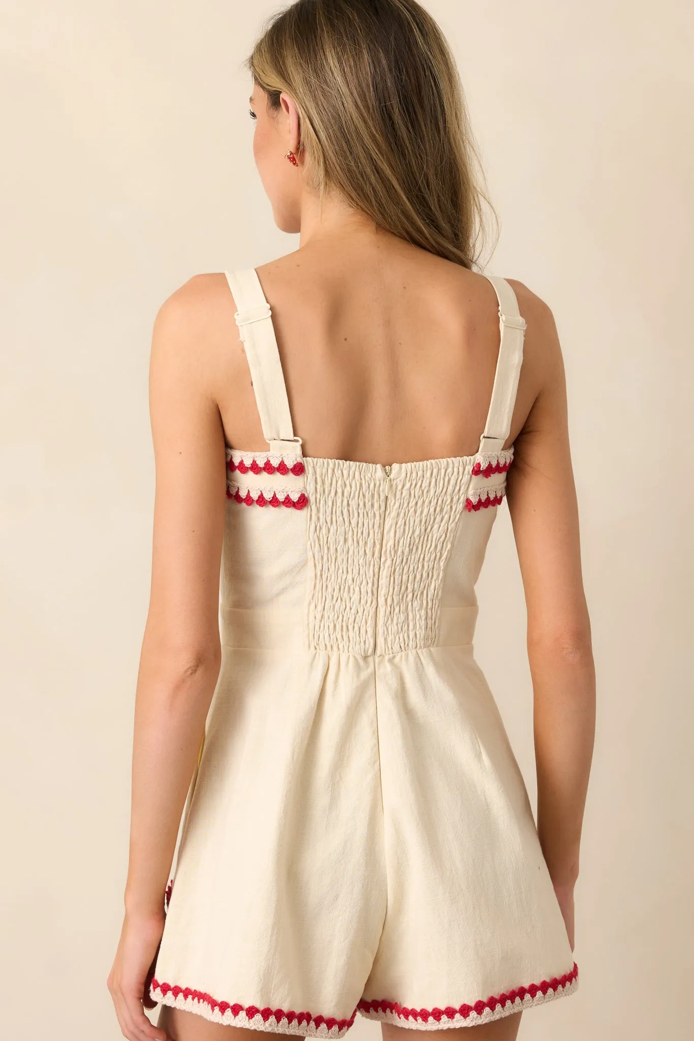 Sunshine & Sips Oatmeal Embroidered Romper