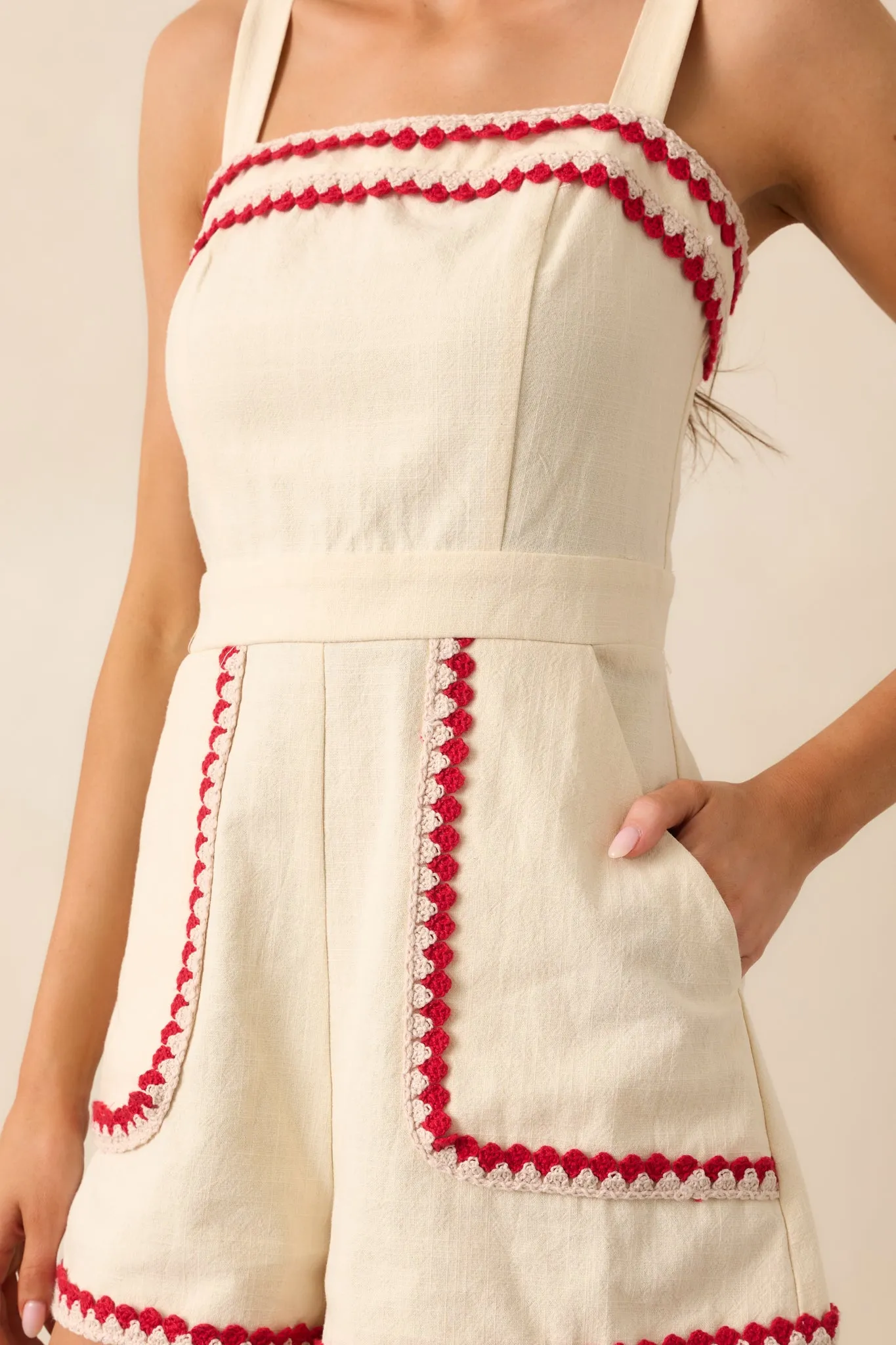Sunshine & Sips Oatmeal Embroidered Romper