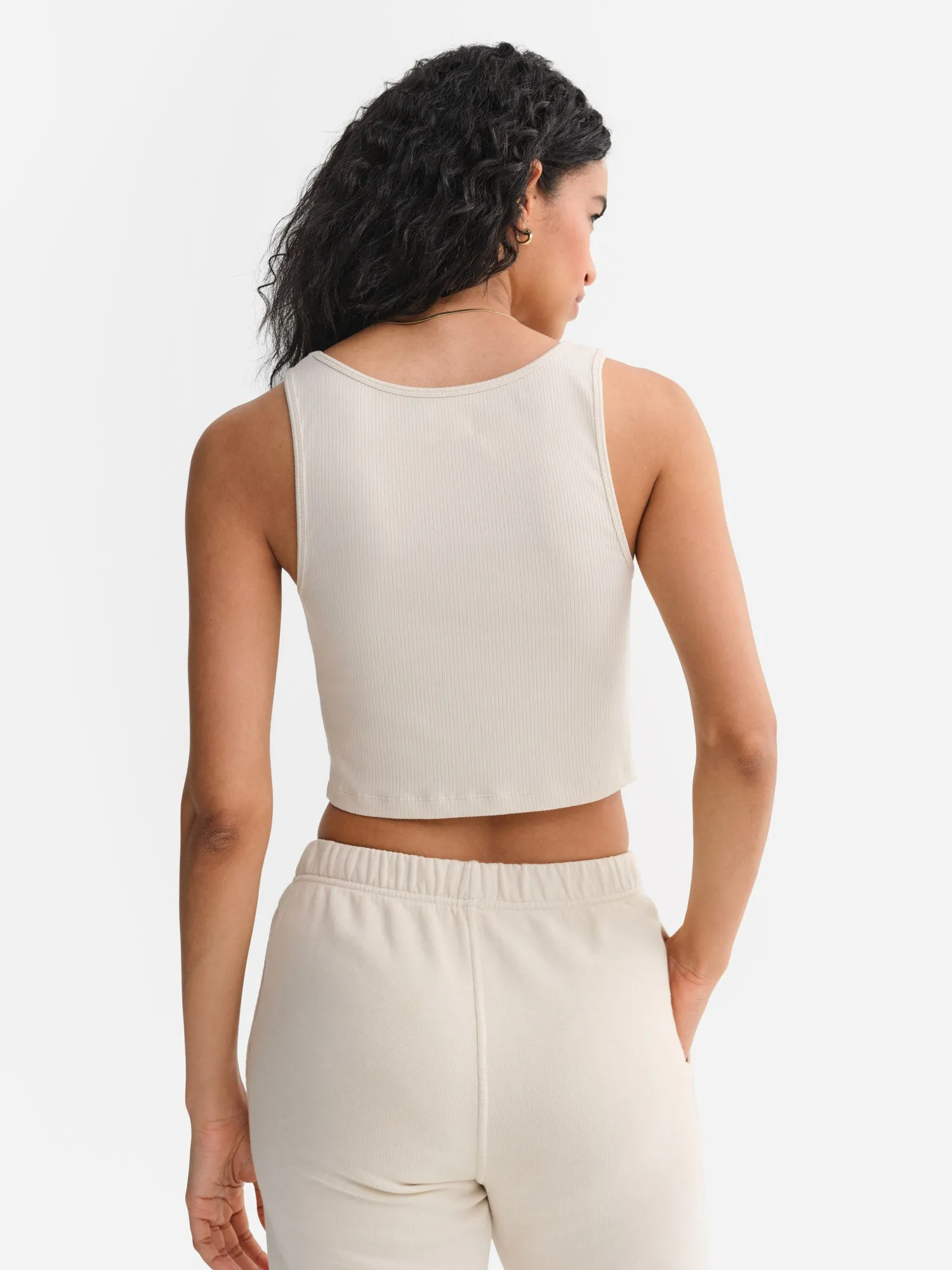 Tencel Rib Crop Square Tank