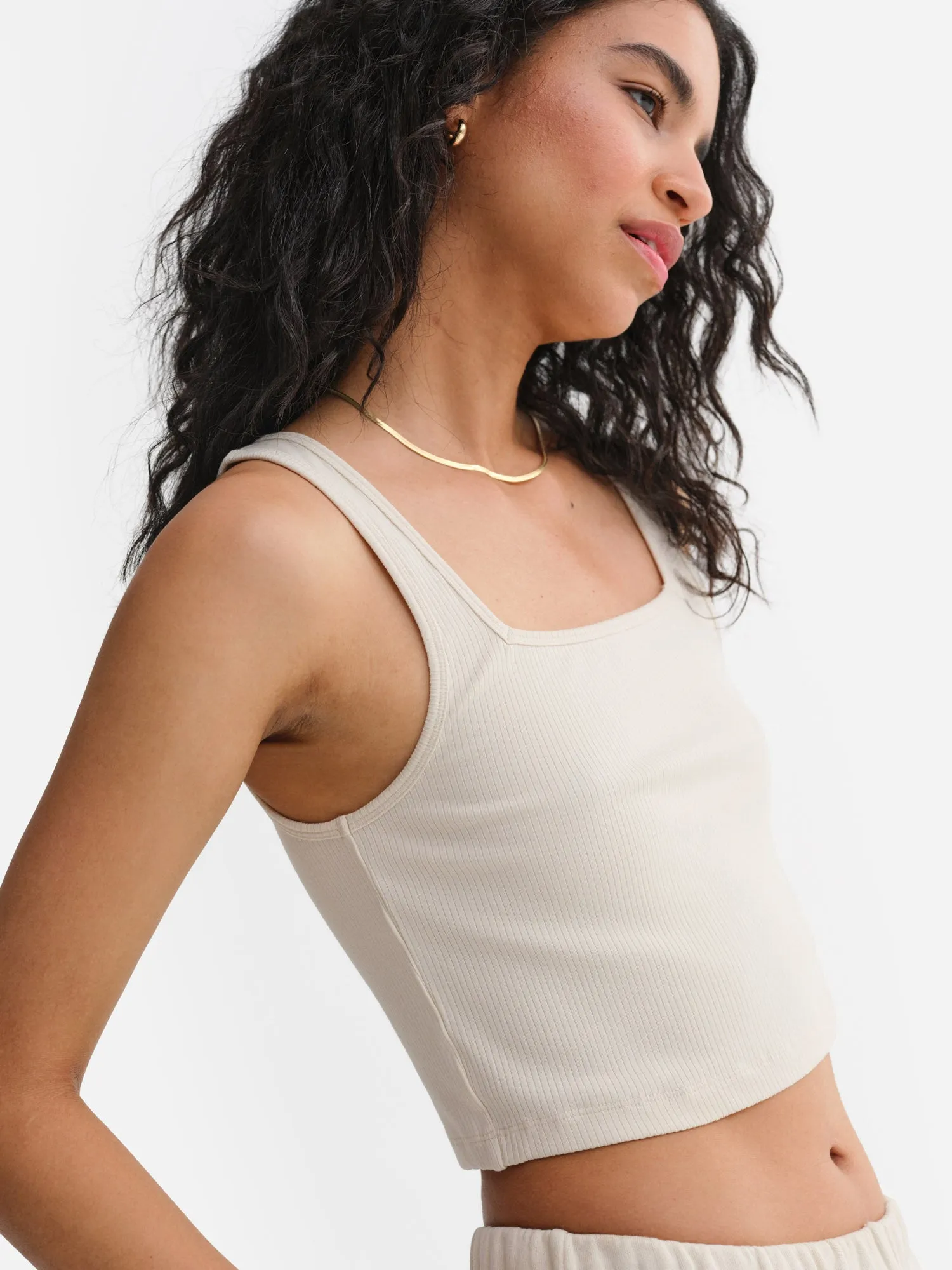 Tencel Rib Crop Square Tank