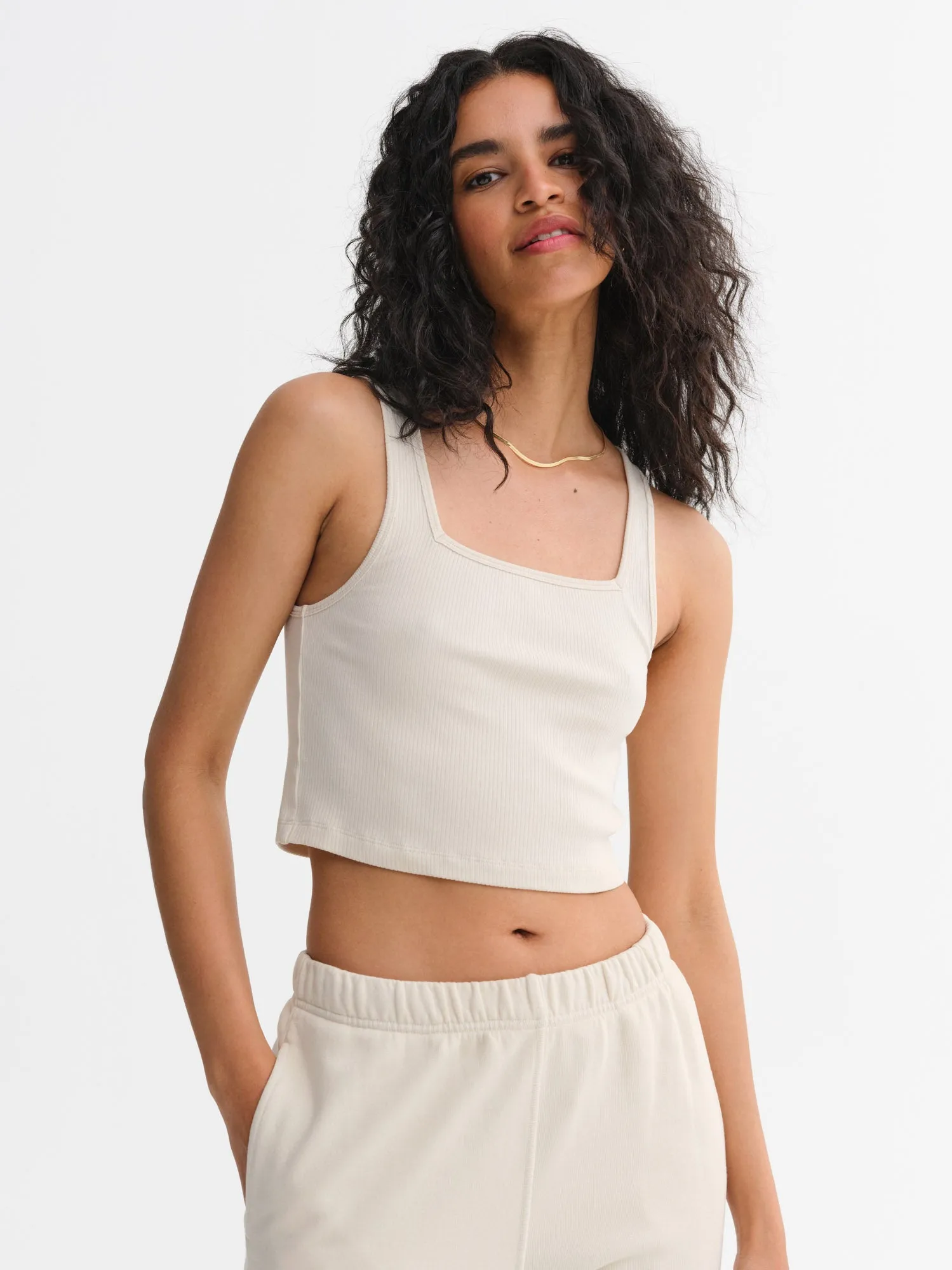 Tencel Rib Crop Square Tank