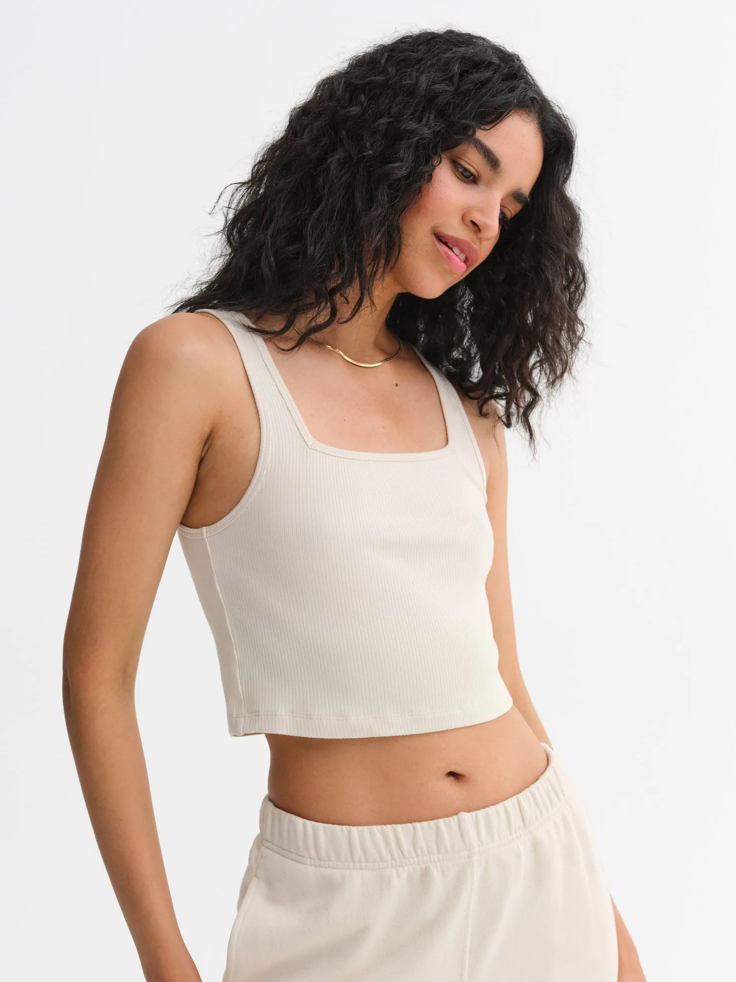 Tencel Rib Crop Square Tank