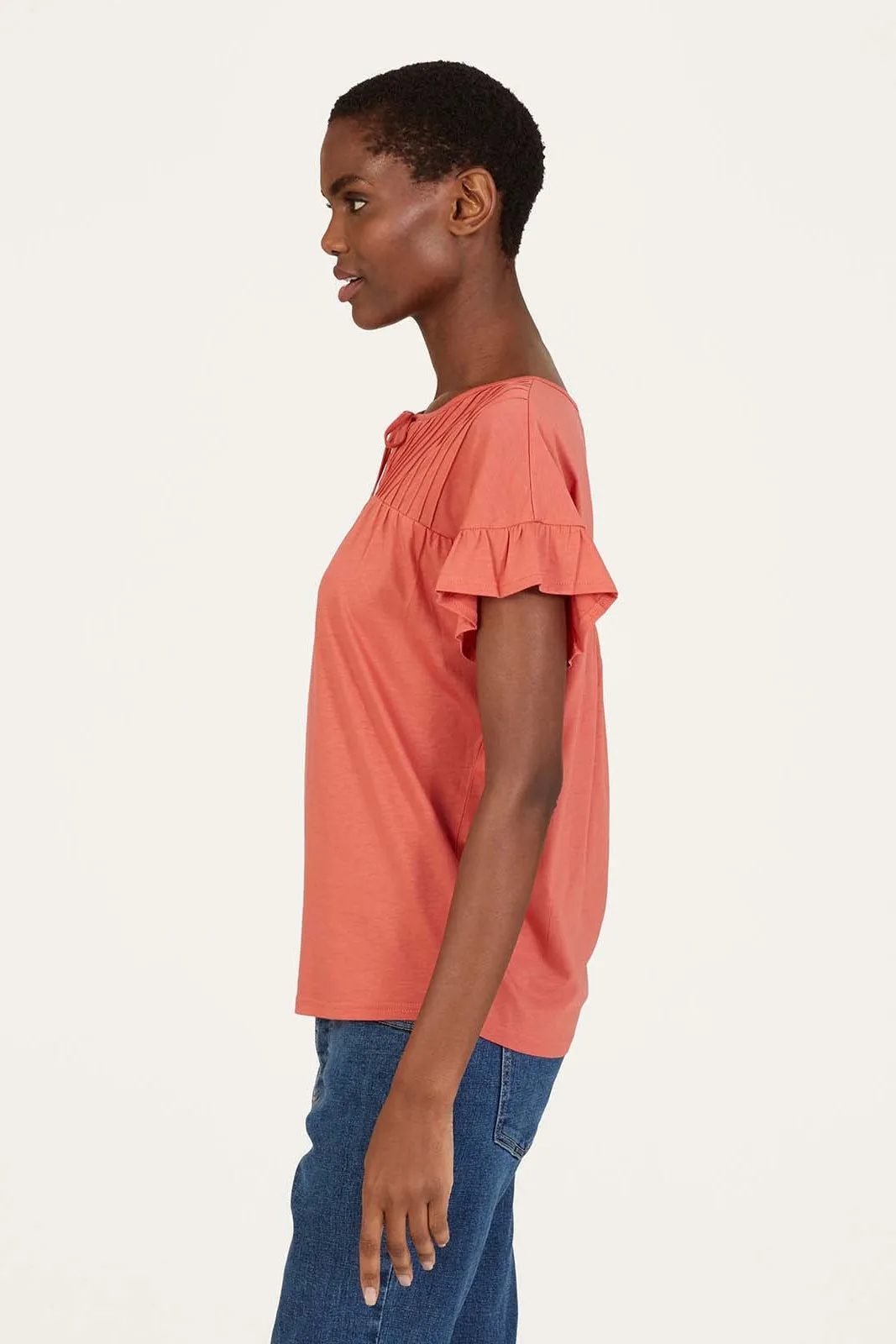 Thought Arina Organic Cotton Yoke Tank Top in Rock Red