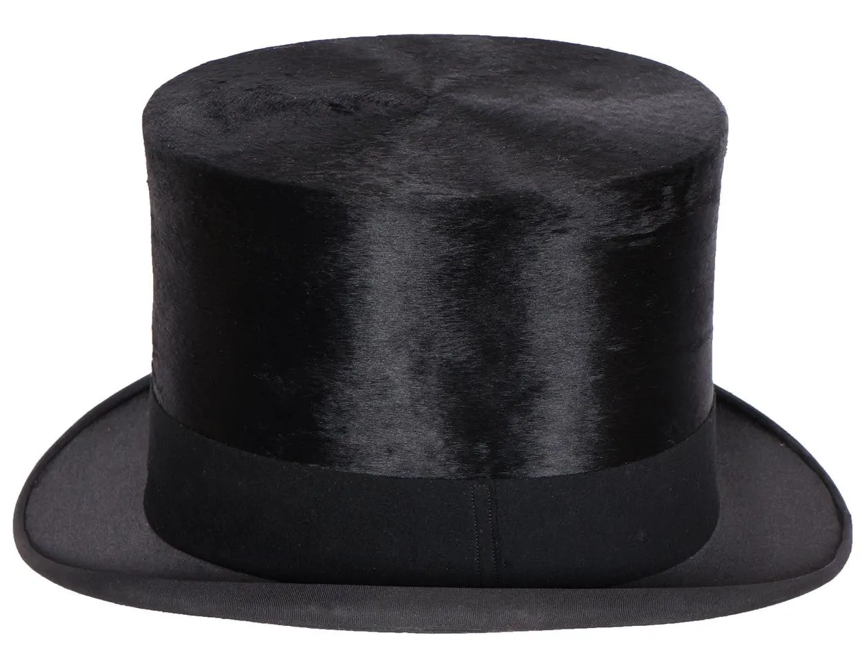 Vintage 1920s Silk Top Hat with Leather Case  - Henry Heath London - 7 1/4