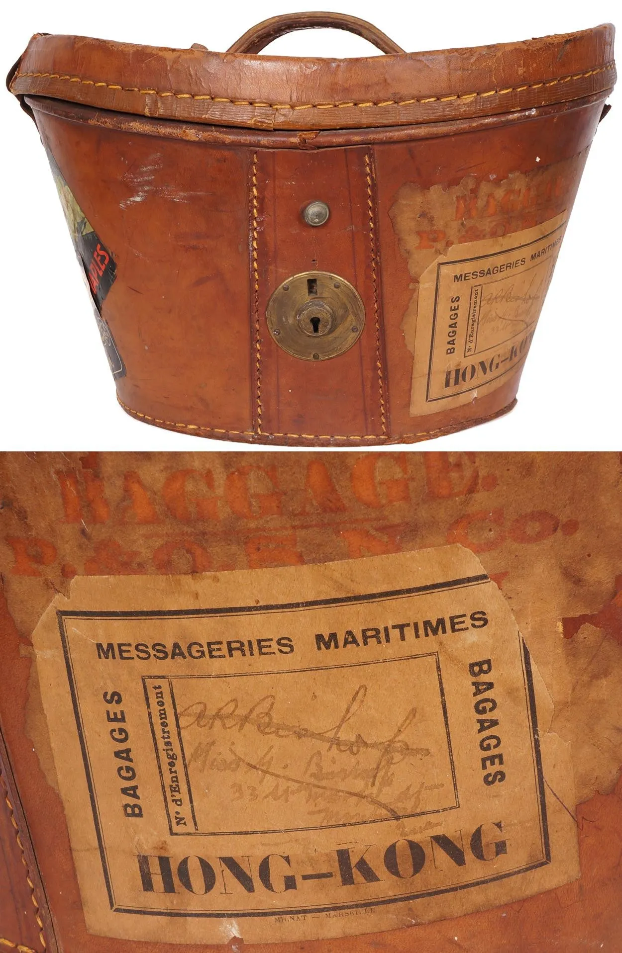 Vintage 1920s Silk Top Hat with Leather Case  - Henry Heath London - 7 1/4