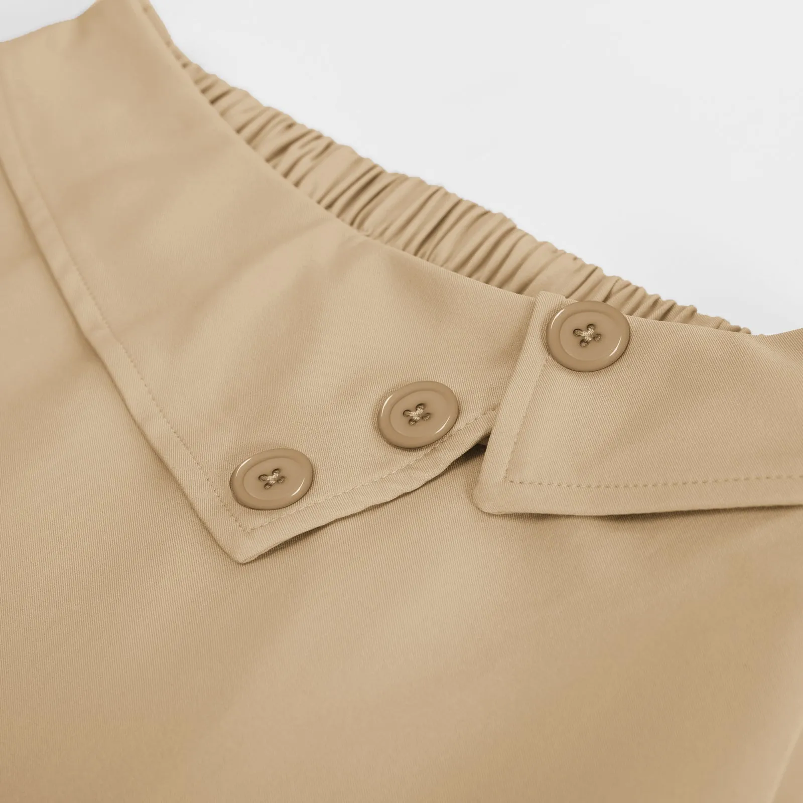 Vintage A-Line Skirt High Waisted Midi Skirt with Pockets & Buttons