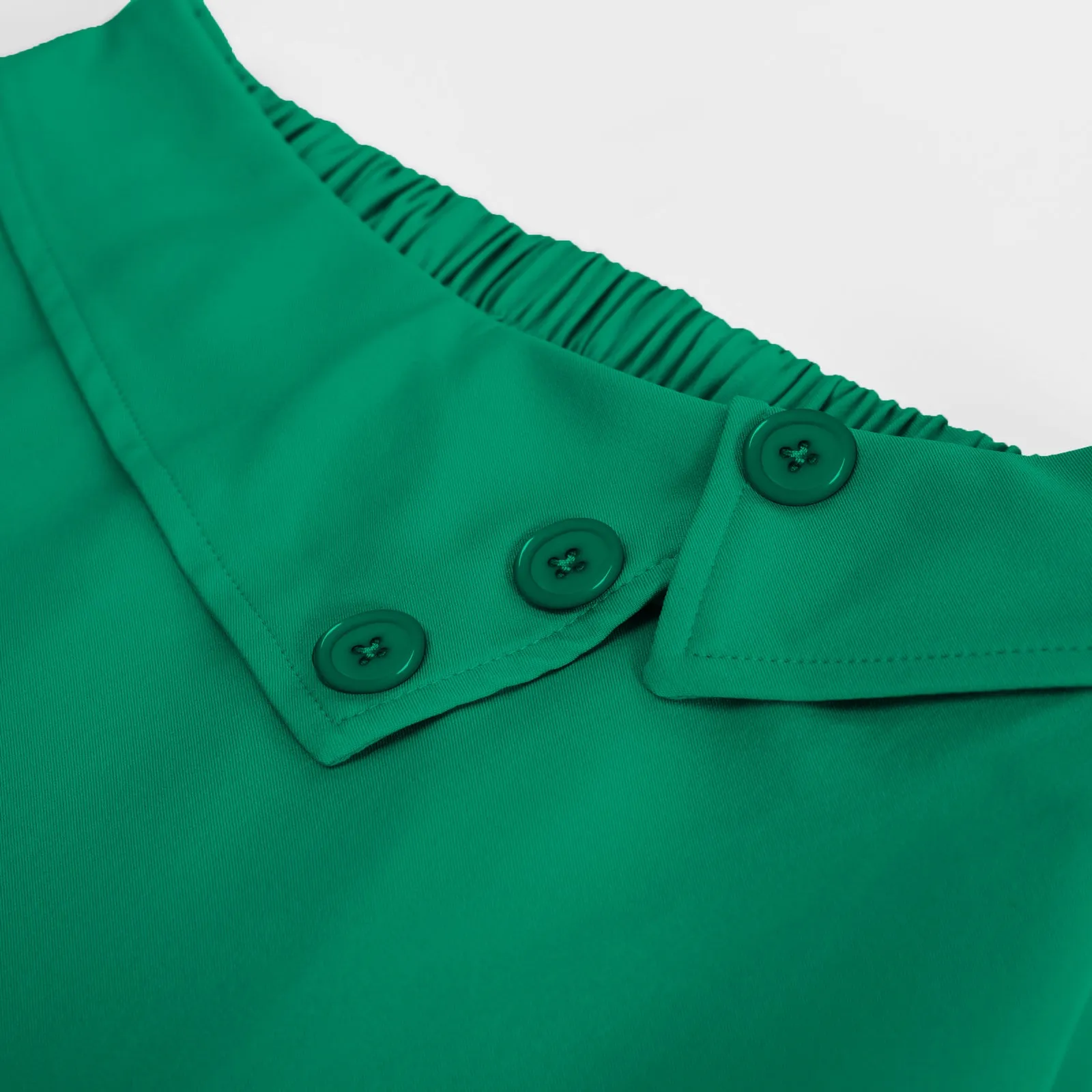 Vintage A-Line Skirt High Waisted Midi Skirt with Pockets & Buttons