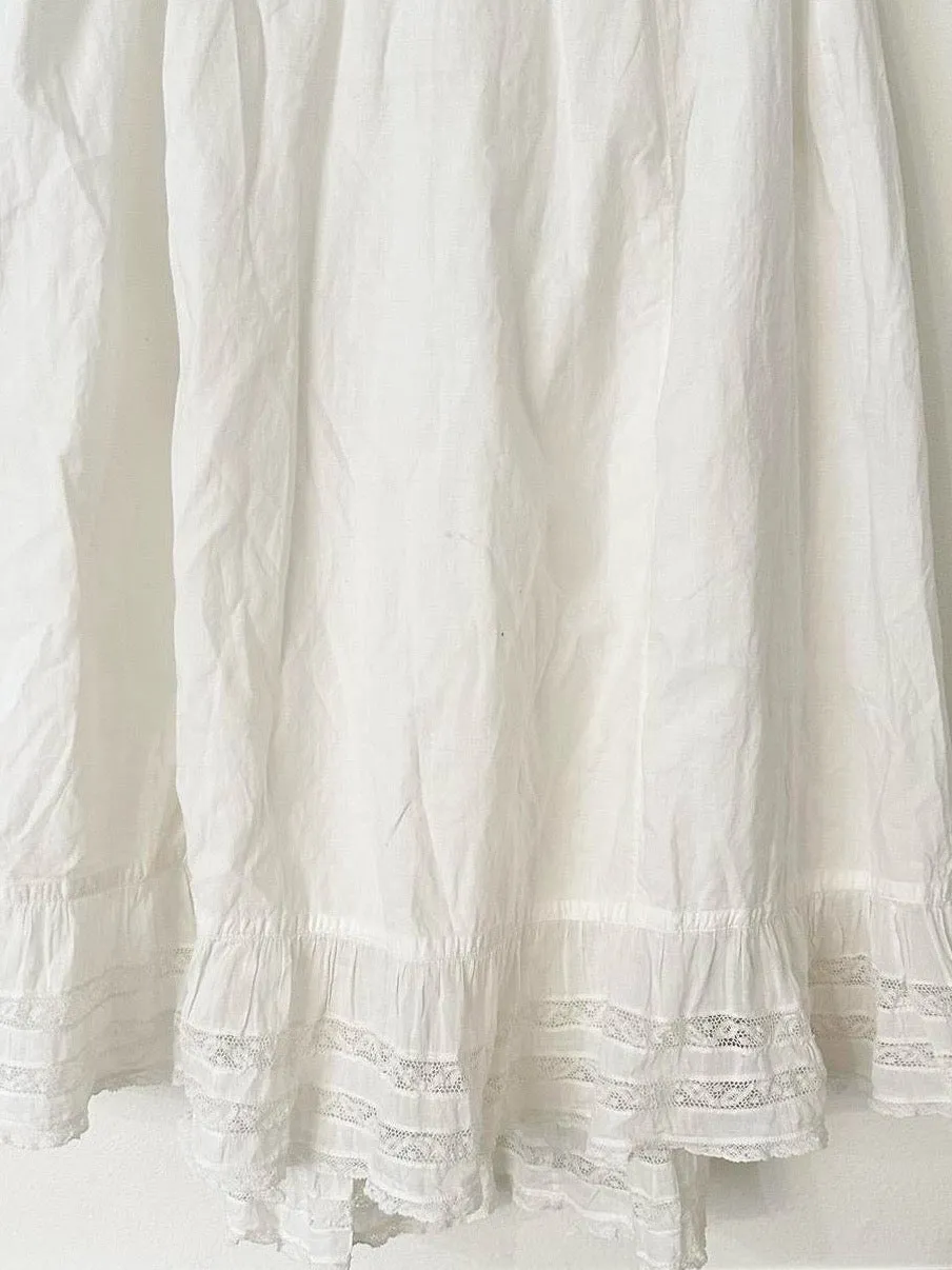 White Antique Edwardian Lace Petticoat Skirt (XS-L)
