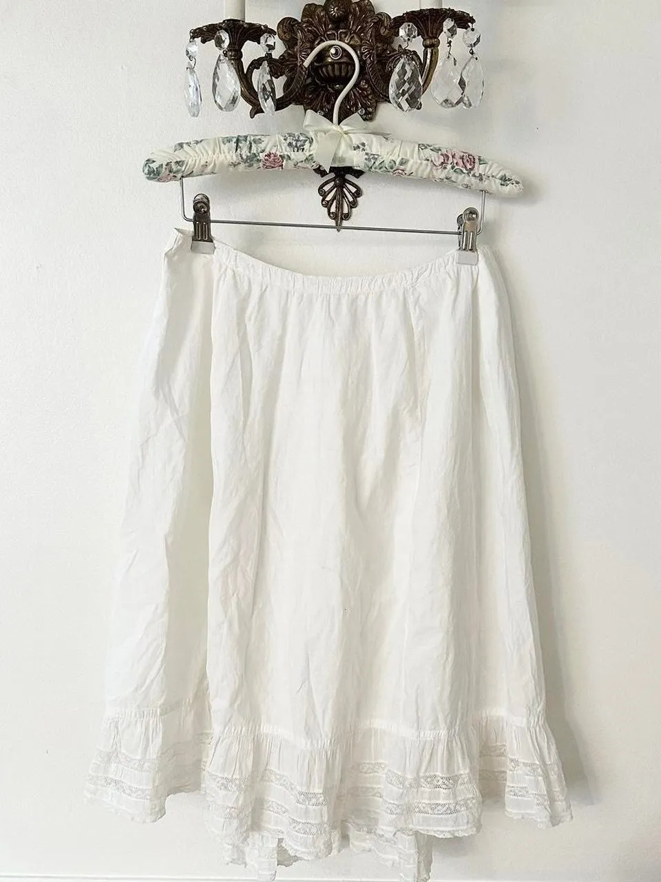 White Antique Edwardian Lace Petticoat Skirt (XS-L)