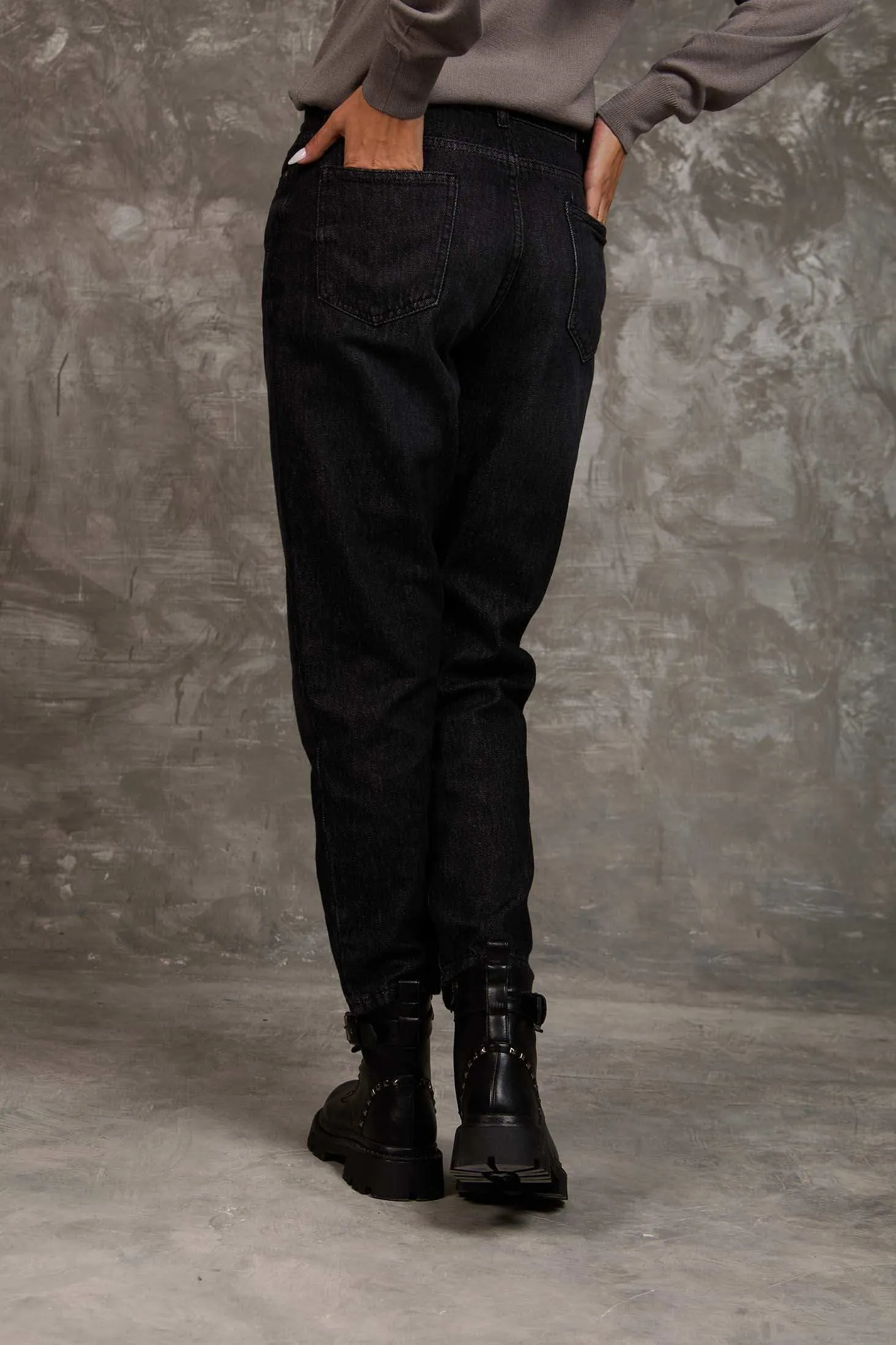 Women Mom Fit  Denim - Charcoal