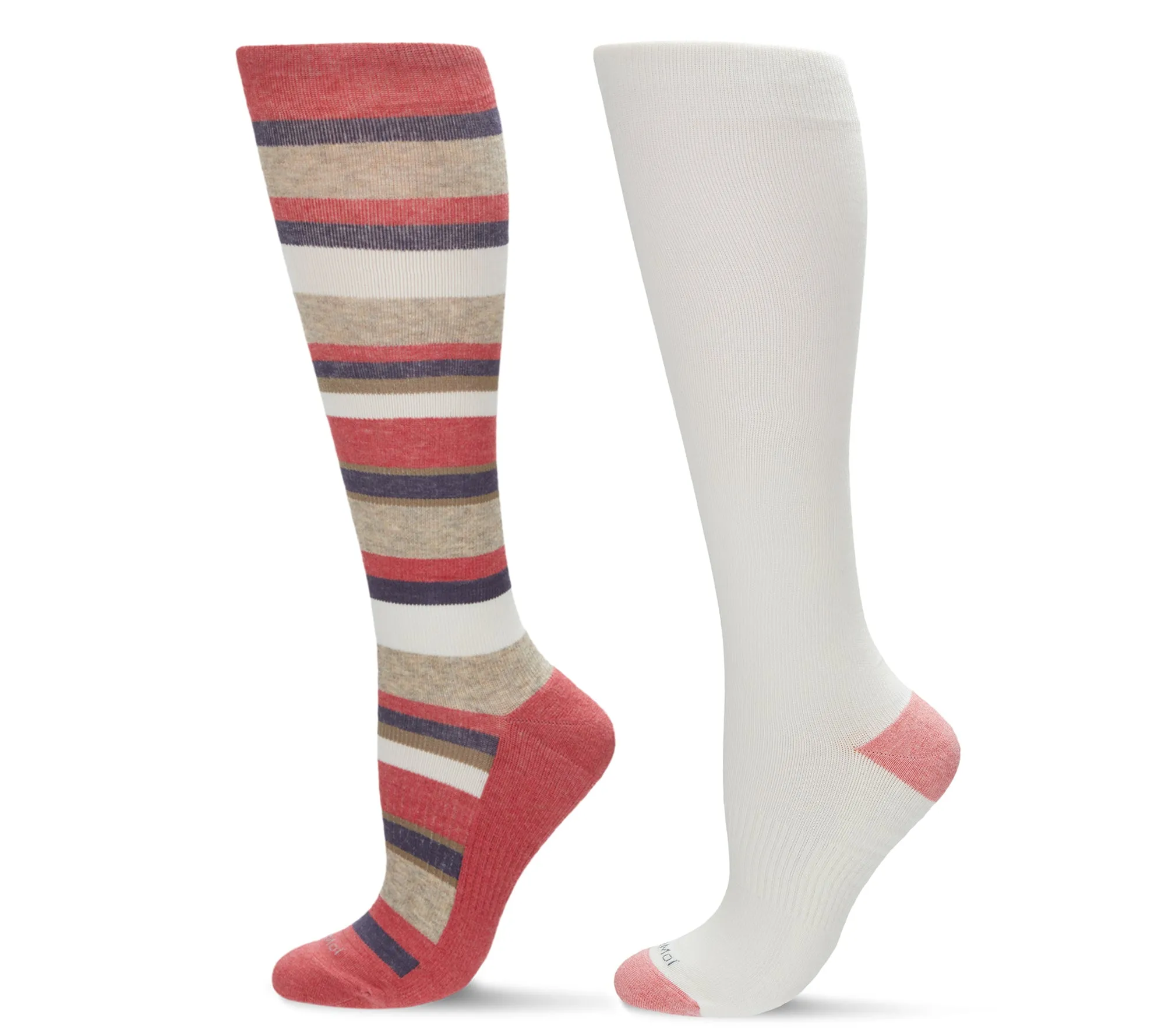 Women's 2 Pair Pack Cotton Blend 15-20 mmHg Graduated Compression Socks