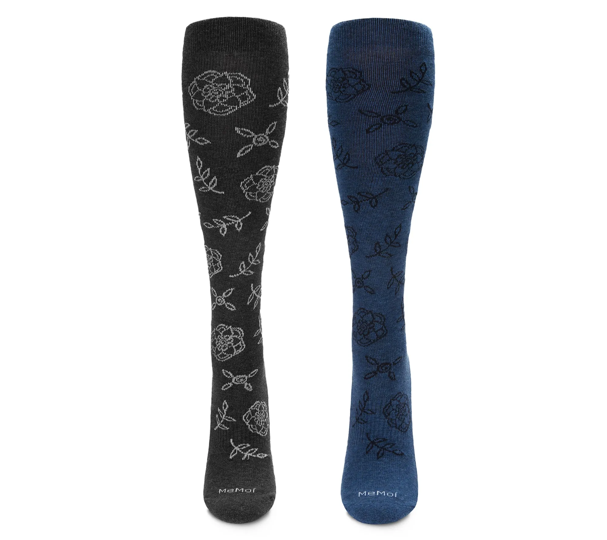 Women's 2 Pair Pack Cotton Blend 15-20 mmHg Graduated Compression Socks