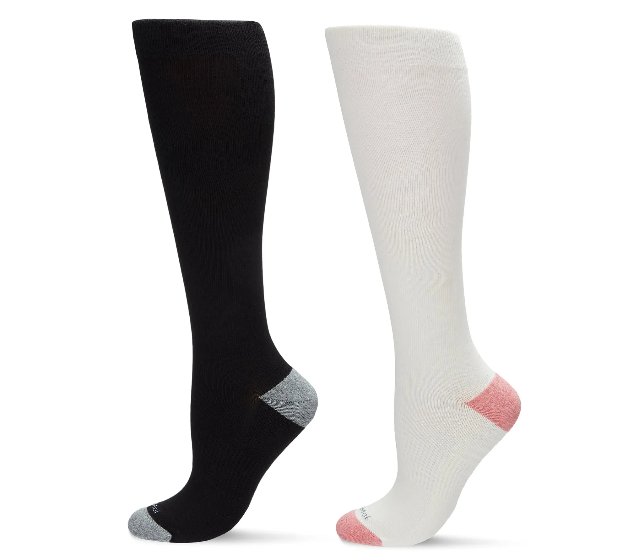 Women's 2 Pair Pack Cotton Blend 15-20 mmHg Graduated Compression Socks