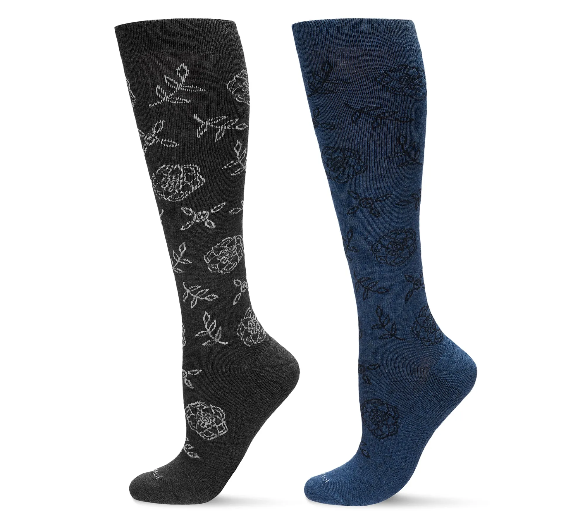 Women's 2 Pair Pack Cotton Blend 15-20 mmHg Graduated Compression Socks