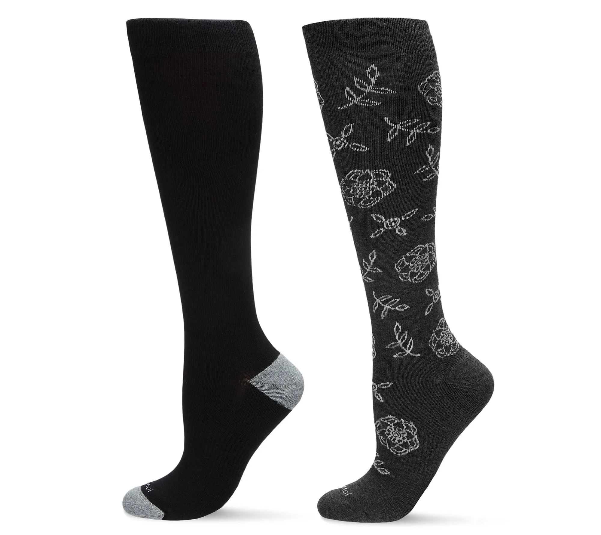Women's 2 Pair Pack Cotton Blend 15-20 mmHg Graduated Compression Socks