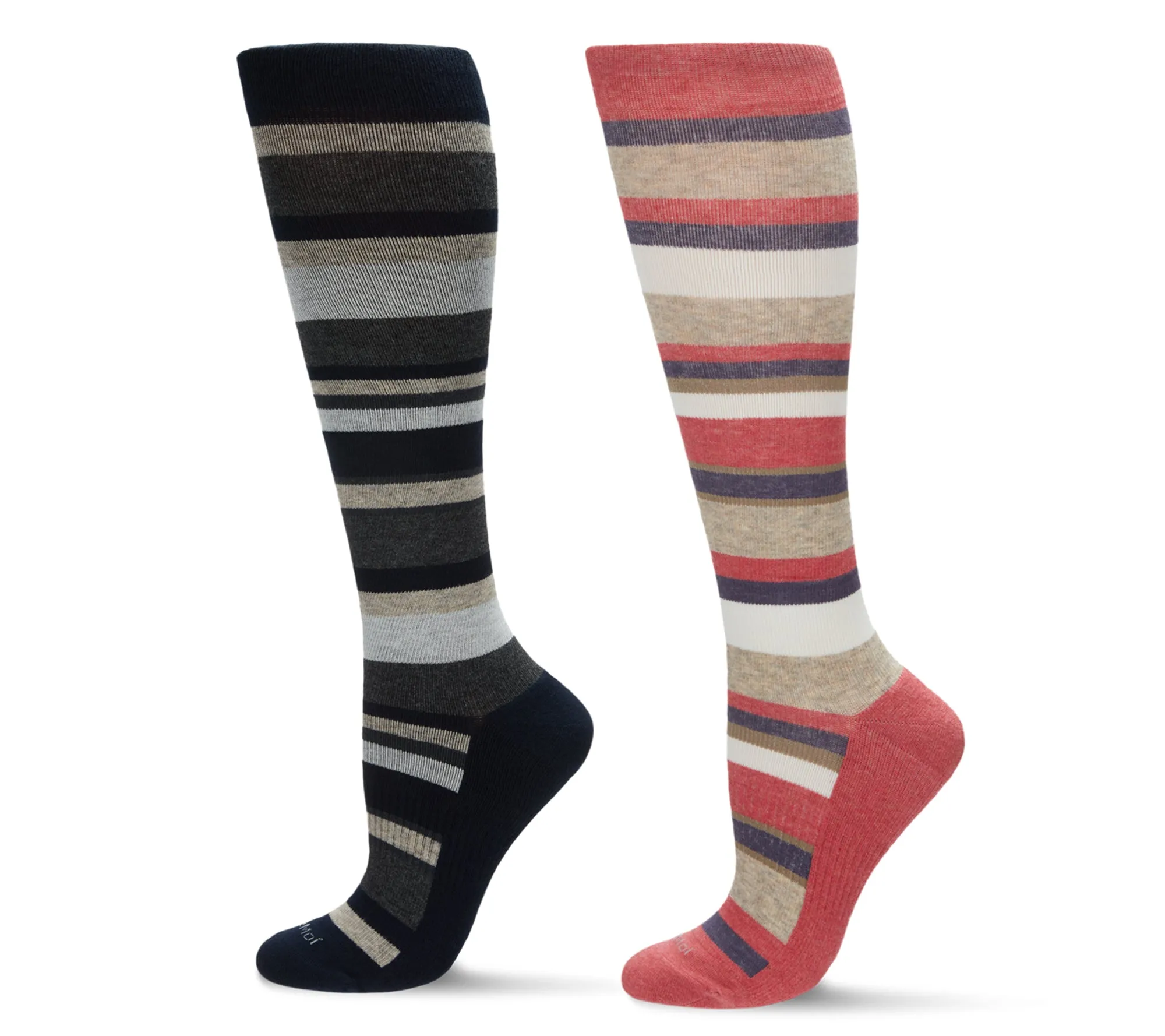 Women's 2 Pair Pack Cotton Blend 15-20 mmHg Graduated Compression Socks