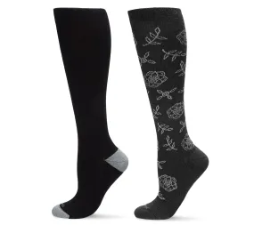 Women's 2 Pair Pack Cotton Blend 15-20 mmHg Graduated Compression Socks