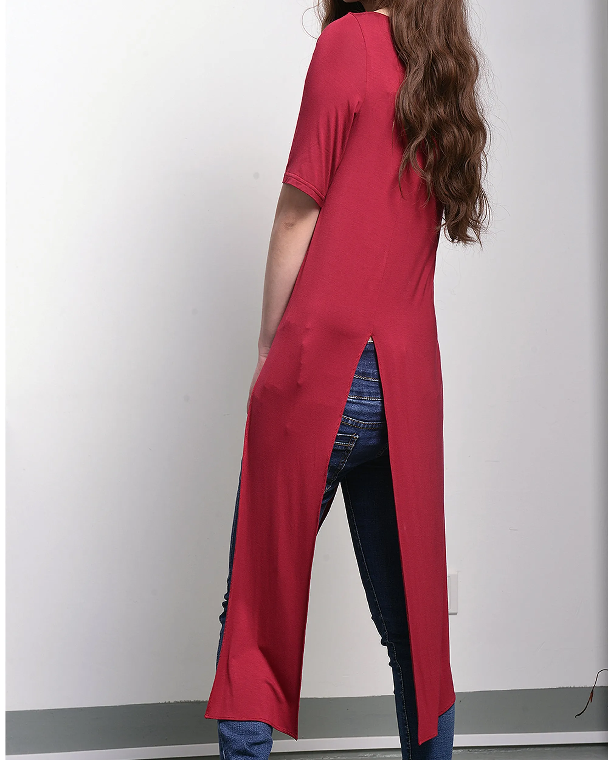Women's short sleeve dress/tunic dress/modal cotton tunic dress/asymmetrical top/customized black dress(Y1943)