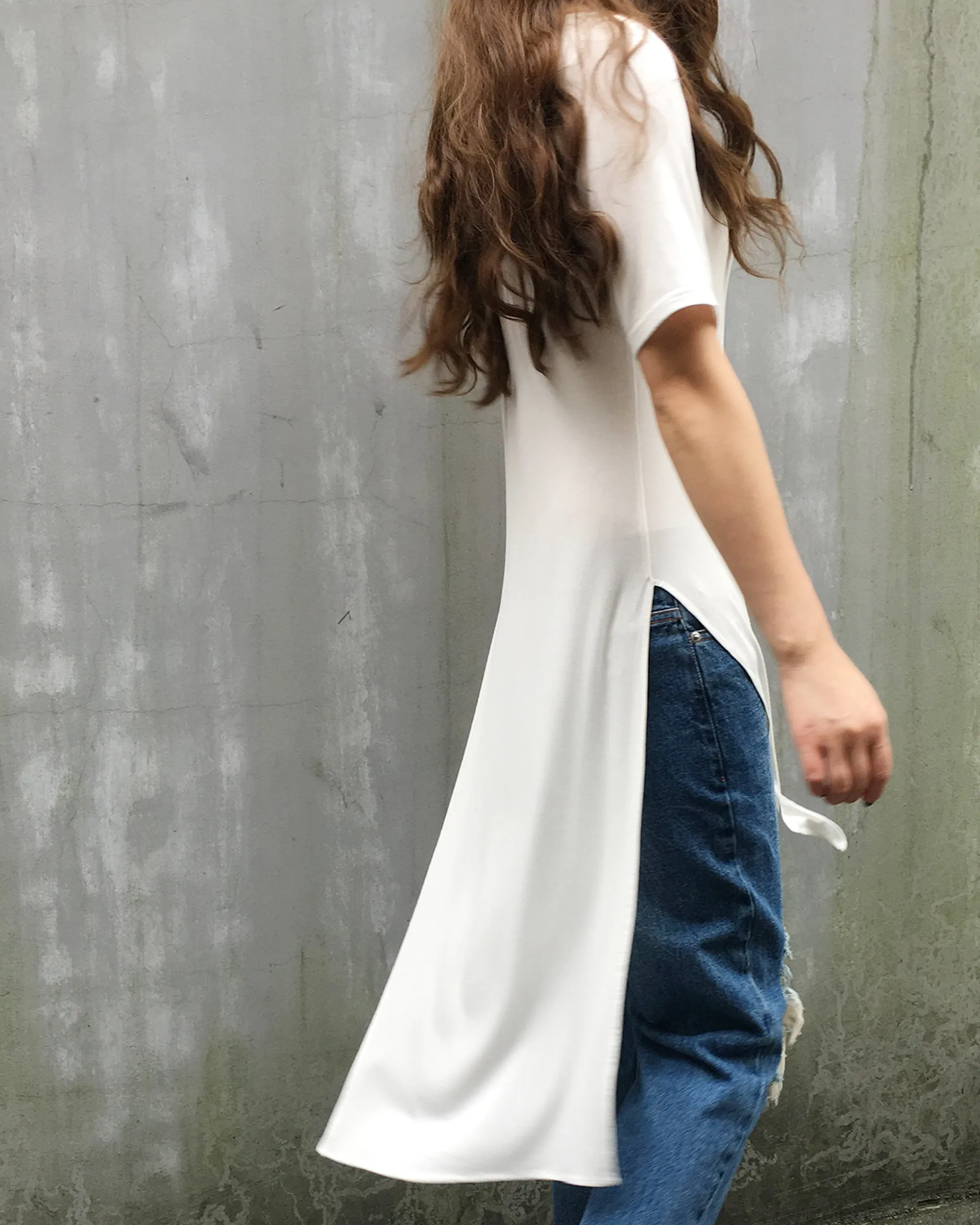 Women's short sleeve dress/tunic dress/modal cotton tunic dress/asymmetrical top/customized black dress(Y1943)