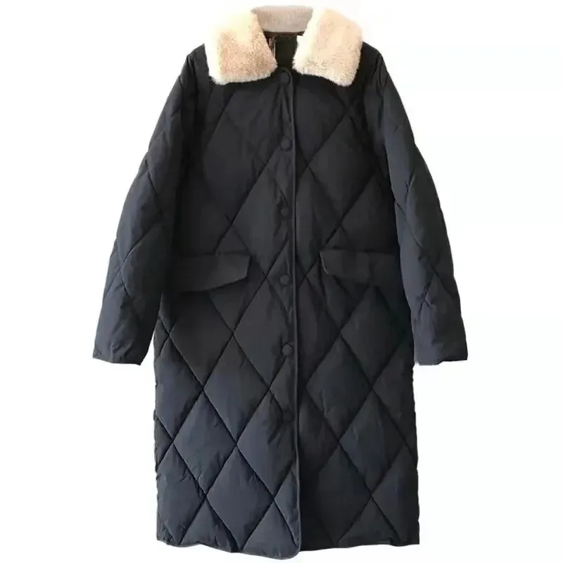 Women's Stylish Oversized Quilted Coat with Fur Collar and Buttons | Ideal for Autumn/Winter