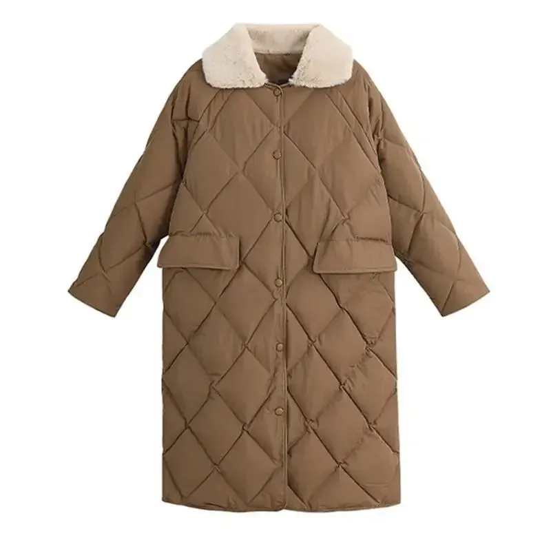 Women's Stylish Oversized Quilted Coat with Fur Collar and Buttons | Ideal for Autumn/Winter