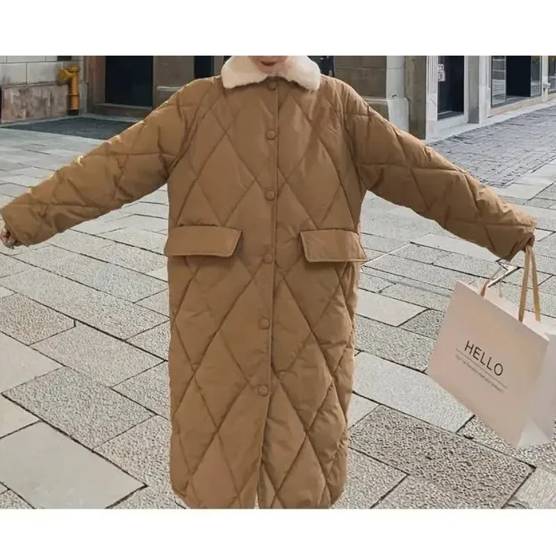 Women's Stylish Oversized Quilted Coat with Fur Collar and Buttons | Ideal for Autumn/Winter