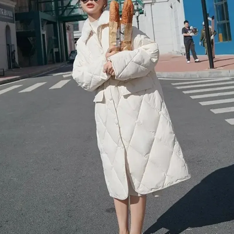 Women's Stylish Oversized Quilted Coat with Fur Collar and Buttons | Ideal for Autumn/Winter